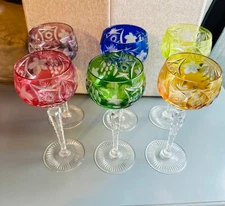 Nachtmann Traube Cut To Clear Crystal 8 1/8" Tall  Wine Hock Glasses Set Of 6