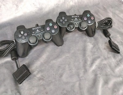 2 Genuine Sony PS2 Wired Controllers OEM DualShock PlayStation 2 - Black 