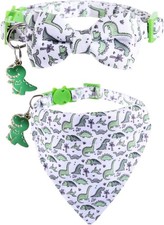 Lamphyface Cat Collar Breakaway with Cute Bow Tie Bandana and Bell dinosaur