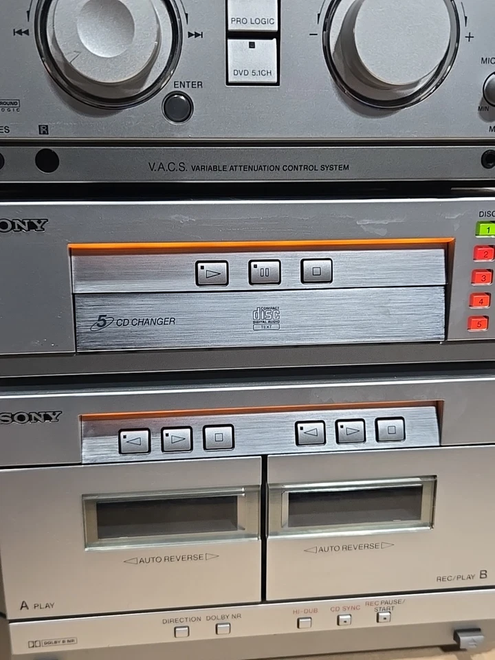 SONY HTC-NX1 & STR-NX3 5 CD Changer (Won't Open) Tape (Doesn't Work) Parts AS-IS - Image 4 of 4