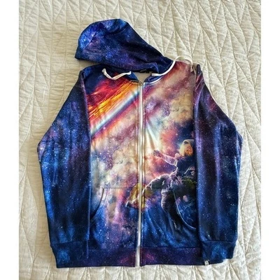 Into The AM Galaxy Hoodie Full Zip Up Outer Space Astronaut Graphic L - Photo 1/4