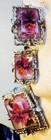 vintage French Lucite Brooch earrings screw back earrings silver tone PINK IRIS — photo 3