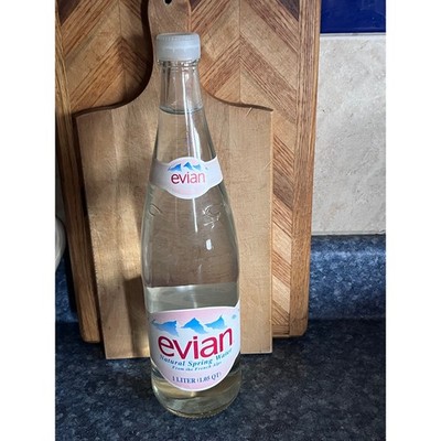 Vtg 1998 Evian Natural Spring Water 1L Glass Bottle Sealed Collectible France
