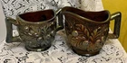 Pretty Purple Northwood Carnival Glass Acorn Burrs Pattern Spooner & Creamer