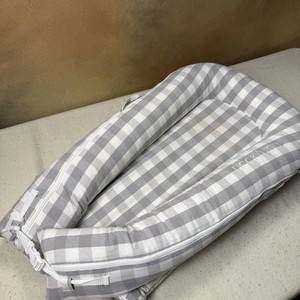 DockATot Deluxe+ Dock In Stone Gingham Baby Lounger 0-8 Months Hypoallergenic