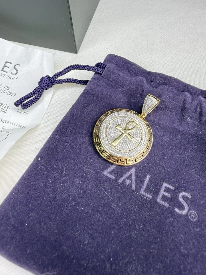 Dije collar Ankh de diamantes para hombre Zales oro 10K 7/8 CT T.W. Foto 4 de 4