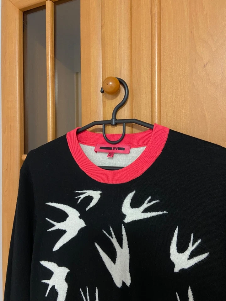 Suéter Alexander McQueen para mujer negro/rosa manga larga poliéster/lana talla M Foto 4 de 4