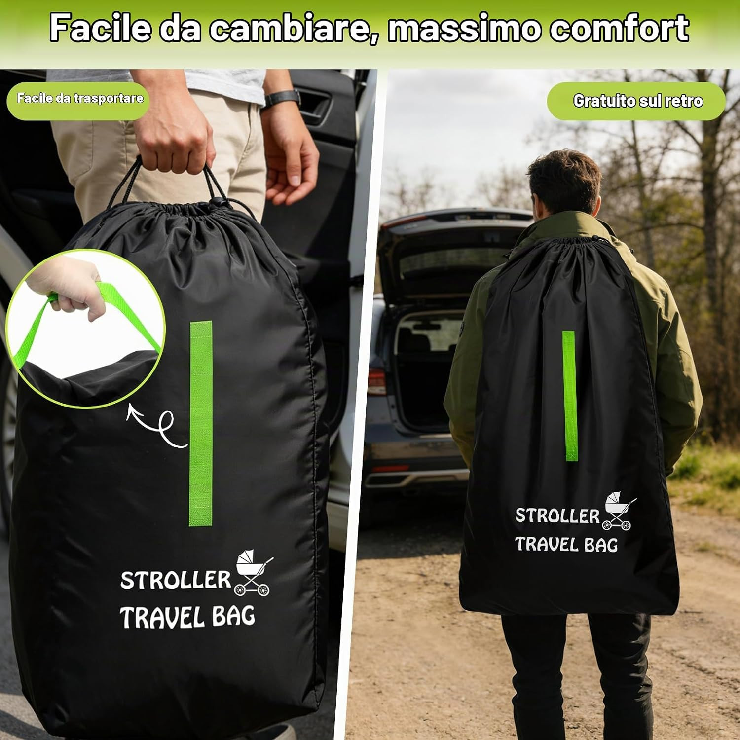 Borsa Trasporto Passeggino Seggiolino Borsa per Seggiolino Auto Pieghevole per P foto 4