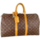 Louis Vuitton Monogram Keepall 45 Leather Fabric Brown Boston Bag 615