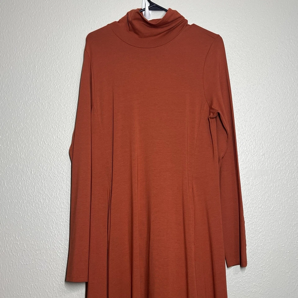 Soft Surroundings Dress Womens Large Tall Jackie Maxi Rust Stretch Turtleneck - Image 3 of 4