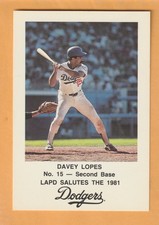 Davey Lopes Los Angeles Dodgers 1981 Police #15 Providence Rhode Island