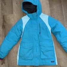 Lands End Girls Snow Ski Parka Jacket with Fleece Lining Turquoise Size 7-8
