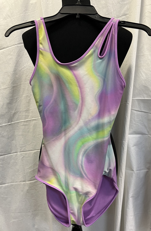 Athleta Girl XXL 16(Girls sz) Adjustable One Piece Swimsuit pink abstract, DD-5