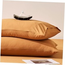 Pillowcases Standard Set of 2 Washed Cotton Standard(20"&times;26") 01- Amber Orange