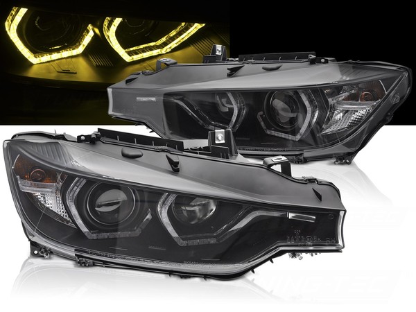 Scheinwerfer Drl Led Tagfahrlicht Gelb FüR Bmw F30 F31 Bj. 2011-2015 Schwarz-image