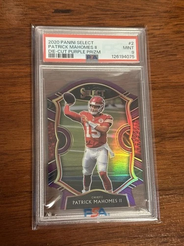 PATRICK MAHOMES II 2020 SELECT CONCOURSE DIE CUT PURPLE PRIZM PSA 9