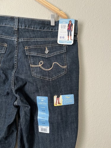NWT Lee Riders Slender Stretch Jean Capris Women Plus Size 18 Dark Wash Denim - Picture 4 of 8