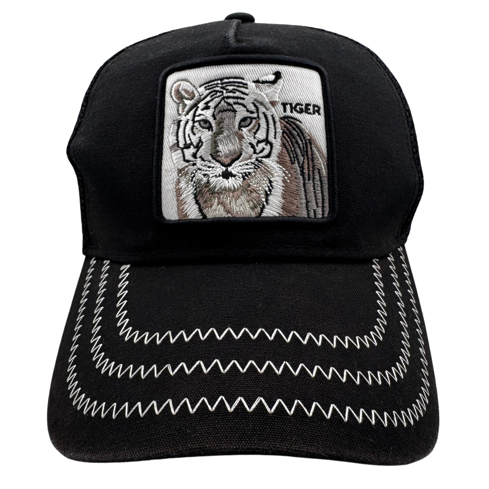 Black Tiger Trucker Hat Patch Adjustable Mesh Str… - image 6