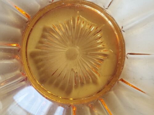 2x Vintage Amber Glass Bowls 12 Sided Shape 6" - Picture 5 of 10