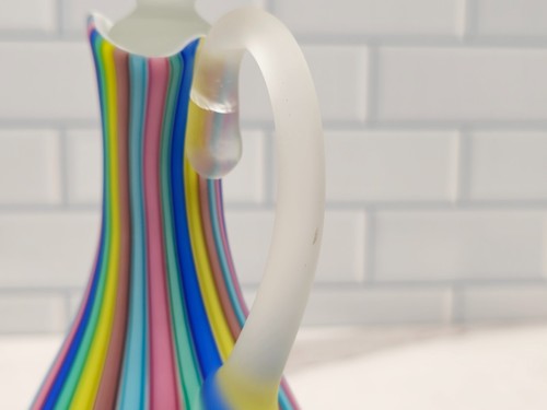 Vintage Fratelli Toso Murano Rainbow Satin Art Glass Cruet - Picture 10 of 23