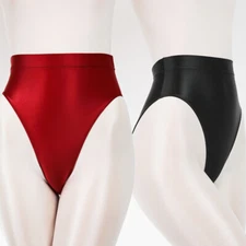 Women Silky Bikini Panties Underwear Shiny Wet Look Satin Glossy Briefs Knickers