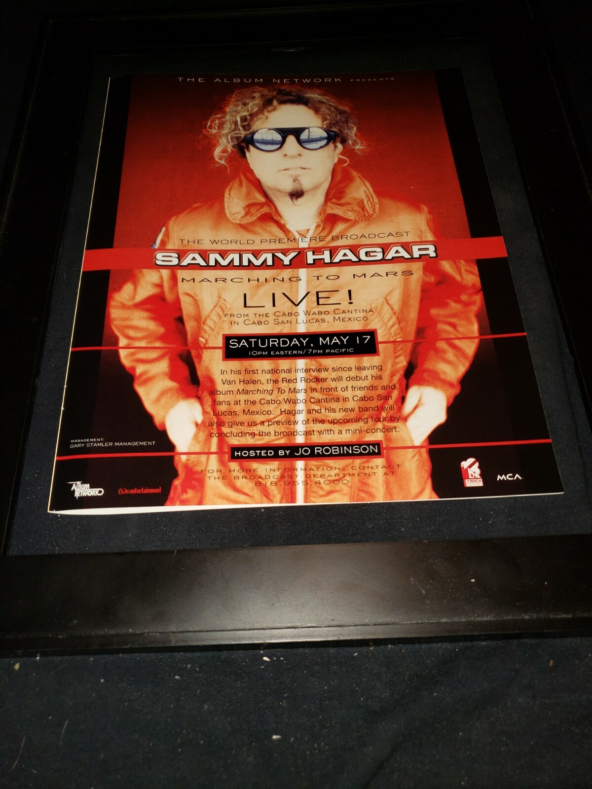 Sammy Hagar Marching To Mars Rare Original Radio Promo Poster Ad Framed