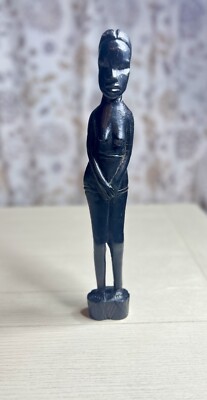 Vintage African Ebony Wood Woman Goddess Sculpture 14  x 2.5 