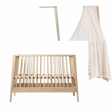 Linea by Leander Babybett Buche + Himmelgestell Buche + Himmel dusty rose - NEU