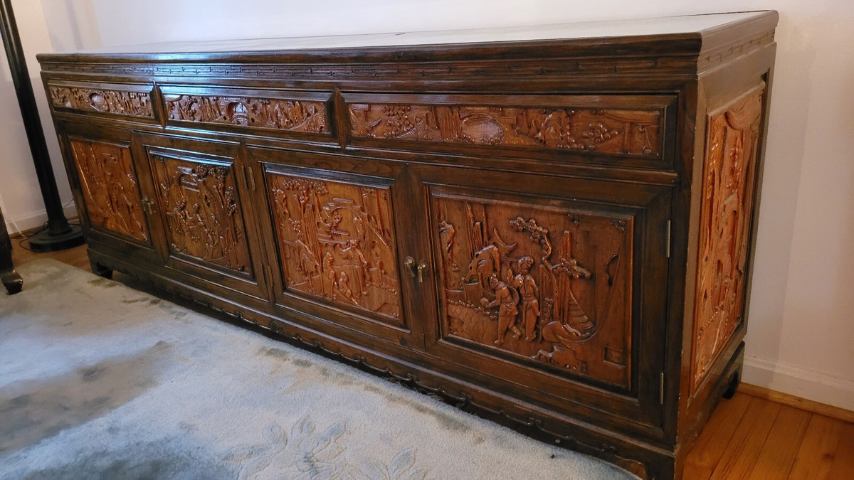 Exquisite Antique Chinese Handcarved Buffet Table - $2,450 Exquisite Antique Chinese Handcarved Buffet Table - $2,450
