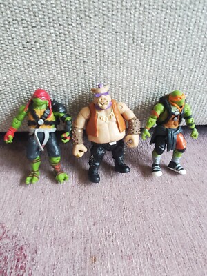 Lot of 3 2015 Playmates TMNT figures Raphael Michelangelo Be-Bop Teenage Mutant