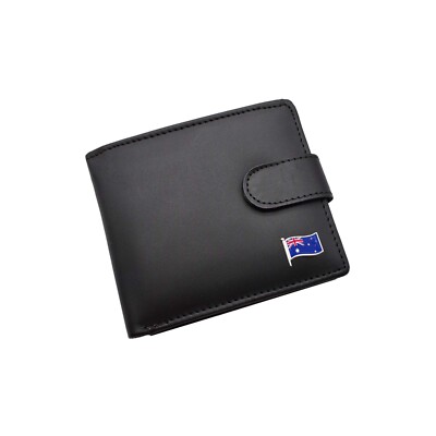 Personalized With Wave Australia Flag Design schwarze Echtleder-Geldbörse