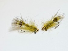 6 Tungsten Bead Head Olive Balanced Leech  - Fly Fishing Flies