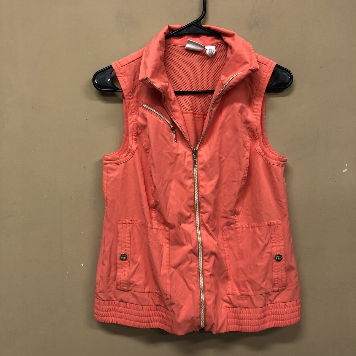 Zenergy Golf by Chicos vest orange zip front elastic hem womens