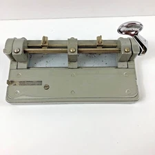 Vtg Wilson Jones 314 HUMMER Metal 3 Hole Punch Made in USA Heavy Duty Rustic
