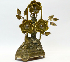 Tischlampe Maria Muttergottes Lourdes Rosen R&eacute;gule versilbert um 1920 H&ouml;he 30 cm