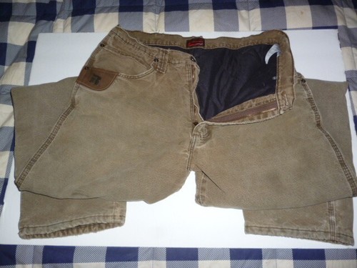 Wrangler Riggs Workwear Brown Mens Lined Insulated Fit Jeans Denim 3W055NB Pants - Picture 1 of 5