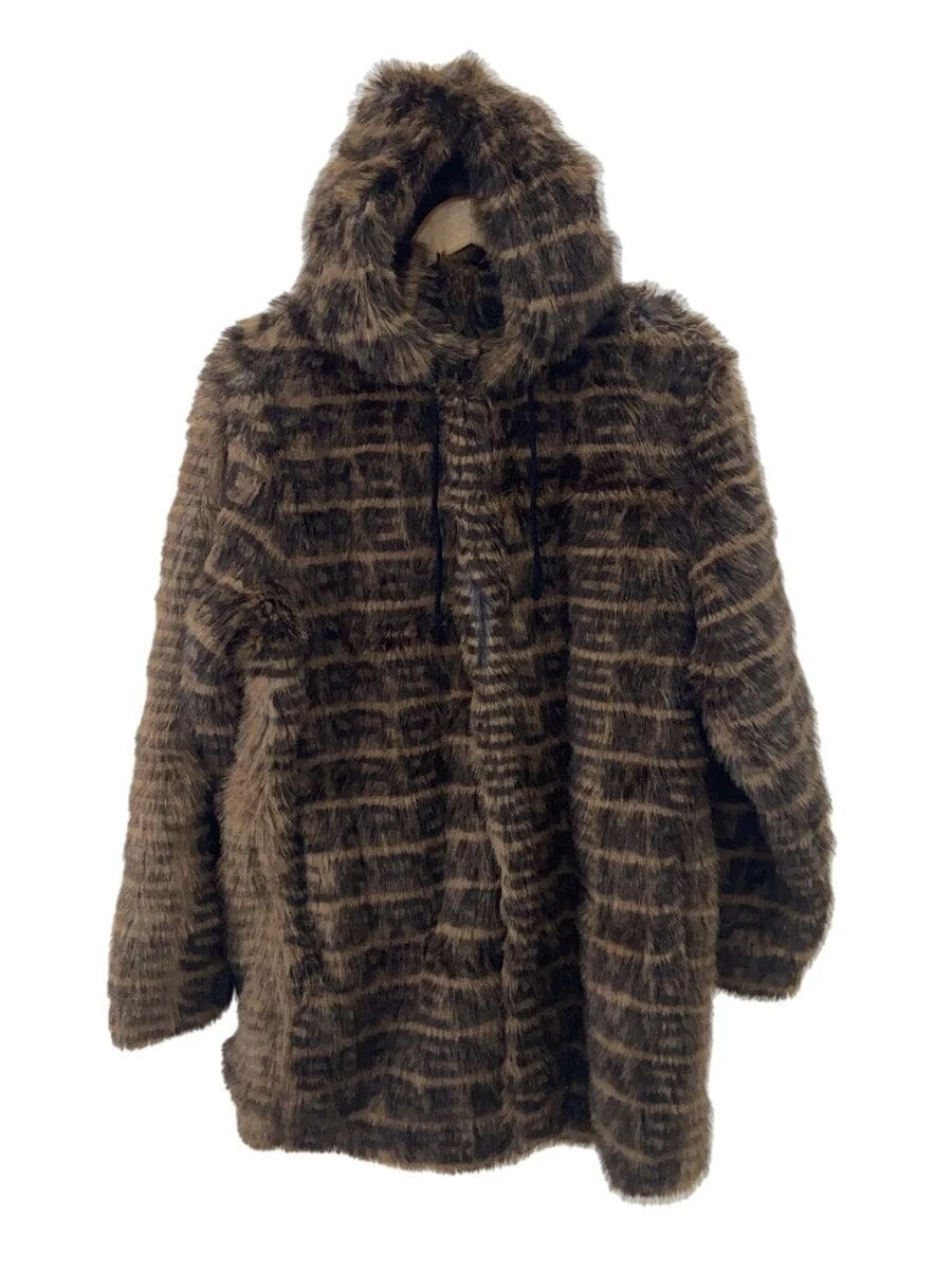 Manteau Supreme en fausse fourrure à capuche marron M