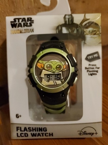 Baby Yoda Grogu The Child Star Wars Mandalorian Flashing LCD Watch Disney NIB - 第 8/9 張圖片