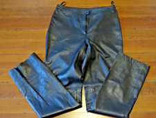 Women's Genuine Leather pants, Black Leather Pants, Size 7/8, Preowned, Vintage