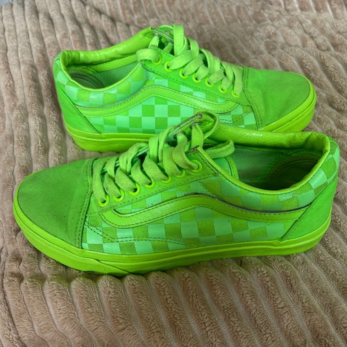 Neon Green Checker Skate Sneaker Shoes 