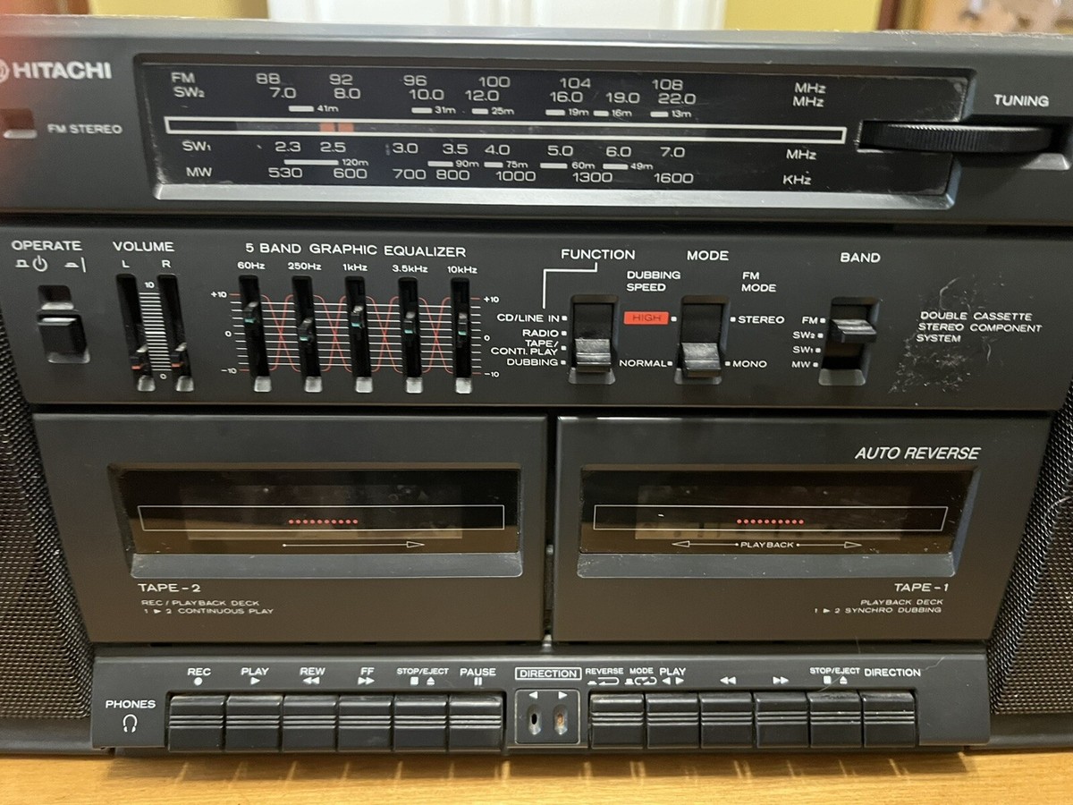 VTG Hitachi TRK-W545HW Boombox Double Deck Cassette Recorder VERY