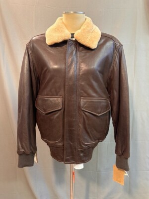 NOS Andrew Marc Flight Bomber Jacket Shearling Collar Lamb Leather