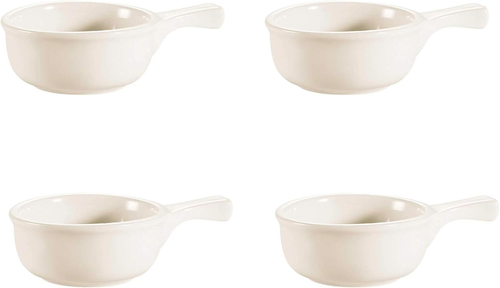 Onion Soup Crock with Handle ~ Stoneware - Set of (4) (Ivory)