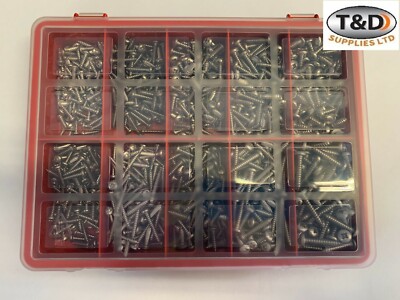 960 x Edelstahl Pan Pozi Head Blechschrauben sortiert Set mit Box