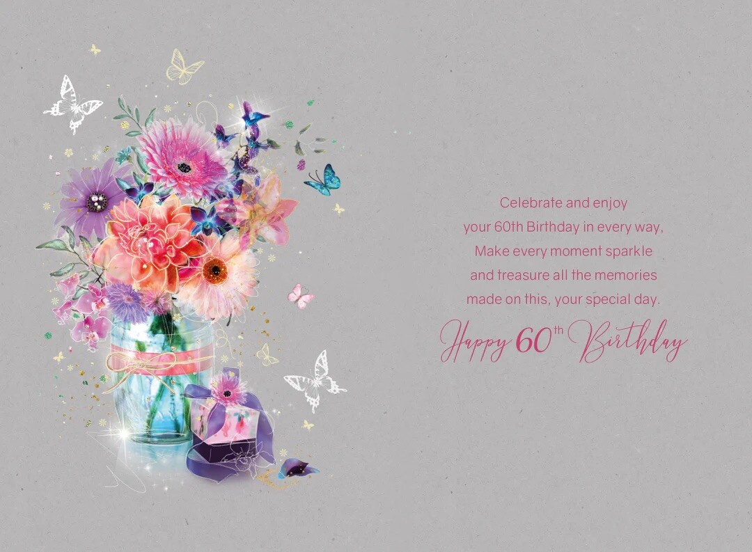 FRIEND 60 60th Birthday Card - Female / Floral - Cherry