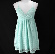 Express Crochet Overlay Dress Womens Sz S Mint Green Spaghetti Strap Tank