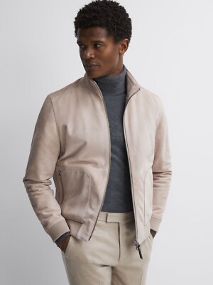 Neu Weiße Bomber Lederjacke Herren Reines Wildleder Größe S M L XL XXL 3XL Ma...