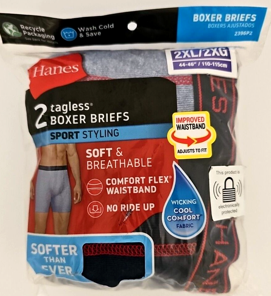Hanes Tagless 2XL Boxer Briefs Cool Comfort Soft Breathable