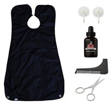 Beard Trimmer Scissors w/ Beard Oil Comb Shaper Cape Grooming Kit Gifts for Men
