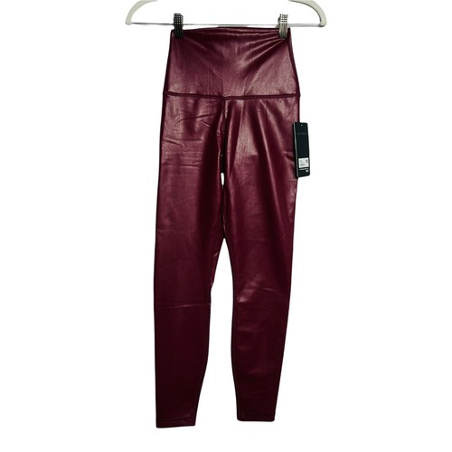 90 Degree Women XS Red Super high rise Faux Leather Ankle length workout legging - Picture 5 of 9